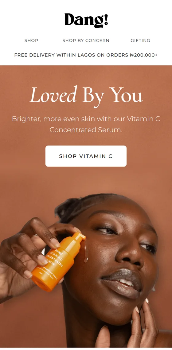 Dang! concept email we designed as a sample (not client work): Loved By You
