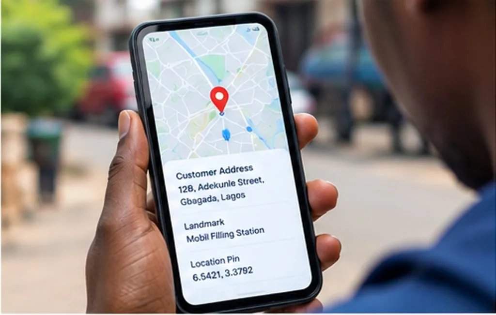 Customer address location pin