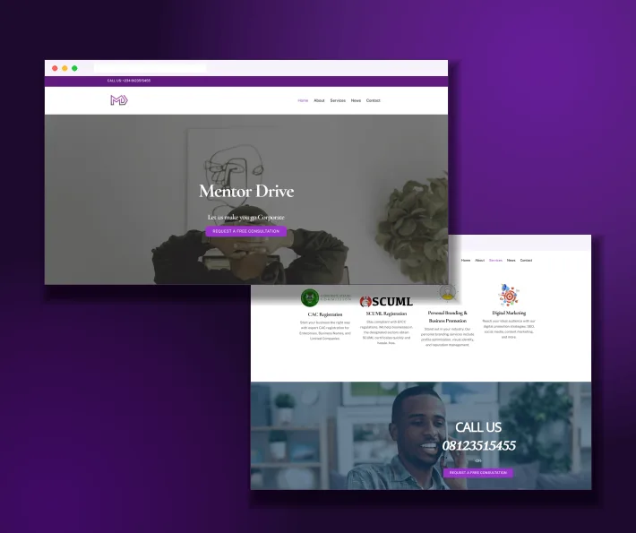 Mentor Drive website designed by Kosher Leads