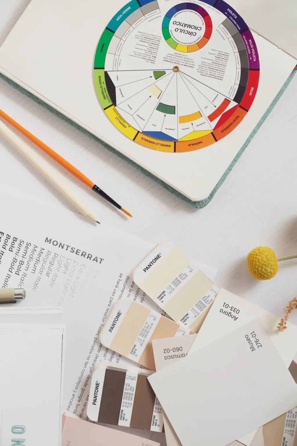 Simple brand board showing colours, fonts and brand voice